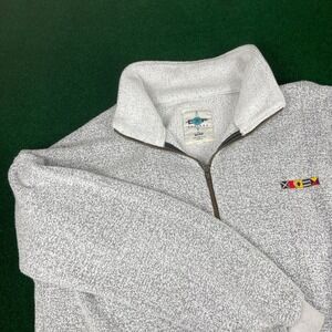 EXP Designs Full Zip Fleece‎ Sweater Men's L Gray Spekle Nautical Flags